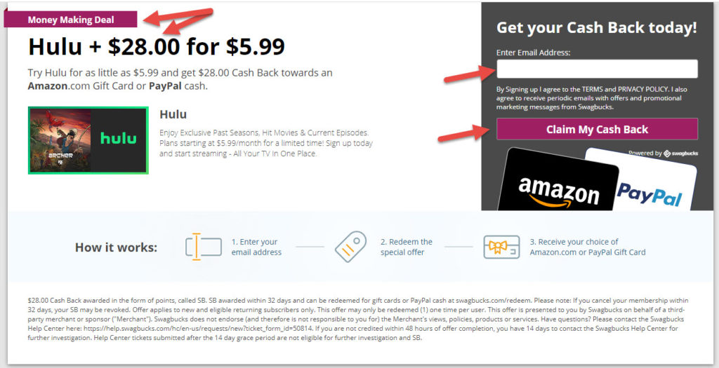 Swagbucks Hulu Deal - Get $28 Cash Back When You Try Hulu
